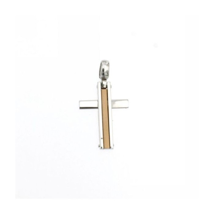 CROCE UOMO IN ORO BICOLORE [e24e31b0]
