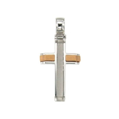 CROCE SATINATA E LUCIDA IN ORO BICOLORE [f3d39476]