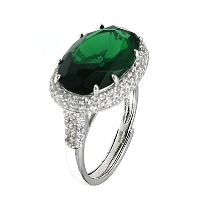 Anello donna in argento con pietra verde [3b38549d]