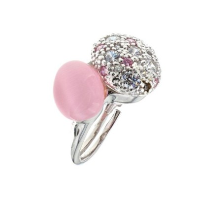 Anello donna argento pietra rosa [084b29dd]