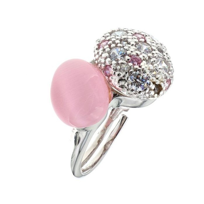 Anello donna argento pietra rosa [084b29dd]
