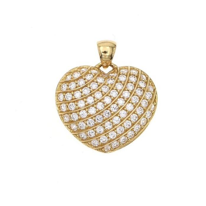 Cuore oro giallo con zirconi [90ab347a]