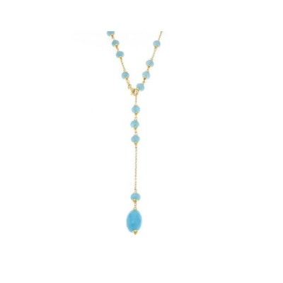 Collana in argento dorato con quarzo azzurro [fb14e32b]