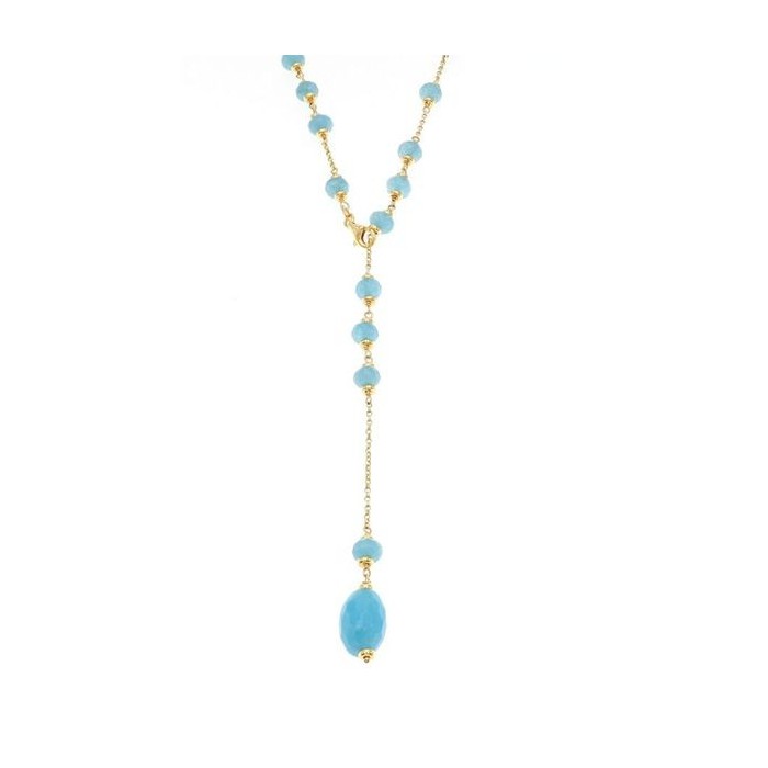 Collana in argento dorato con quarzo azzurro [fb14e32b]