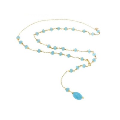 Collana in argento dorato con quarzo azzurro [2232a026]